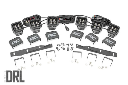 Rough Country LED Light Kit | Fog Mount | Triple 2" Black Pair | White DRL | Ford Raptor (17-20) by Rough Country