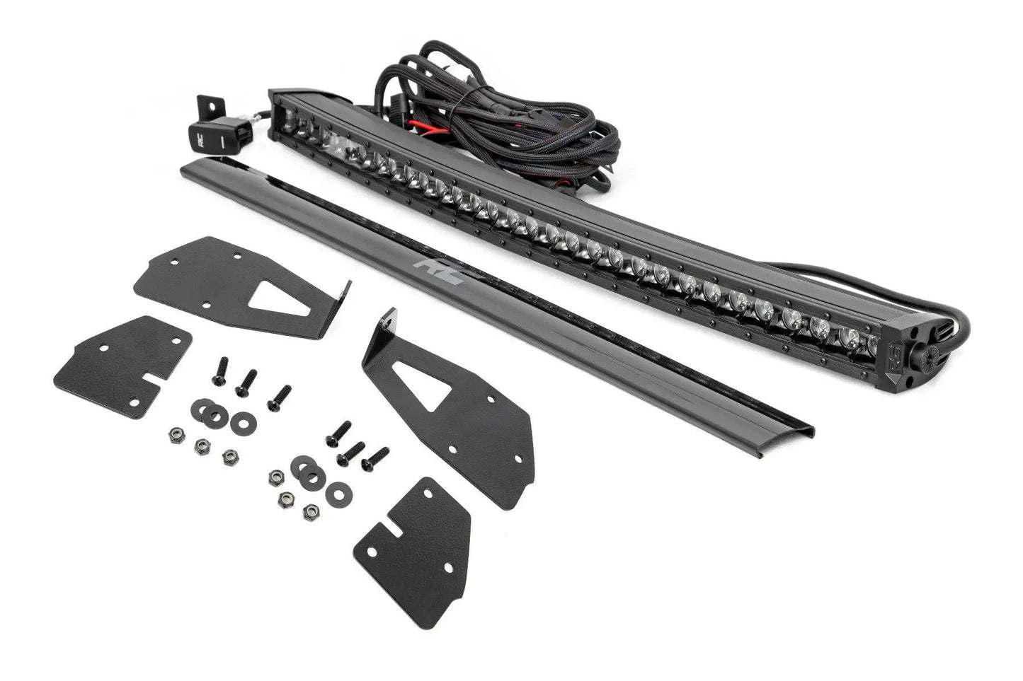 Rough Country LED Light Kit | Grille Mount | 30" Black Single Row | White DRL | Ford Raptor (17-20) by Rough Country
