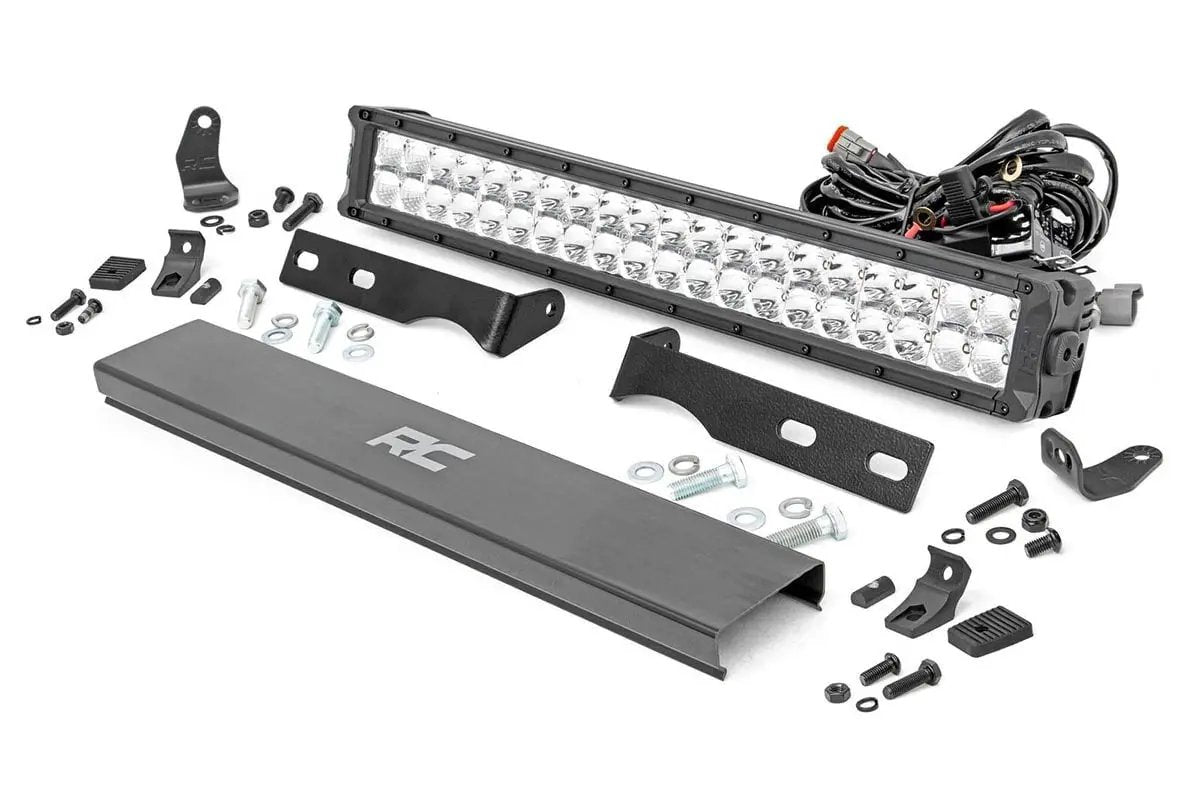 Rough Country LED Light Kit | Bumper Mount | 20" Chrome Dual Row | White DRL | Jeep Grand Cherokee WK2 (11-20) by Rough Country