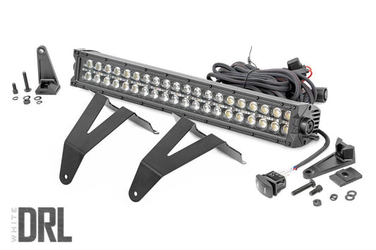 Kit de luces LED | Montaje en parachoques | Fila doble negra de 20" | DRL blanco | Ram 1500 (19-24)