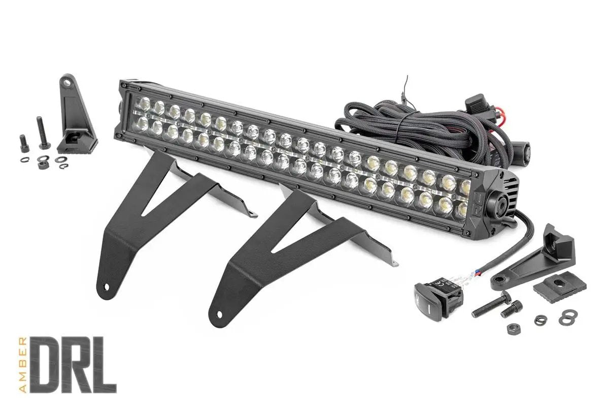 Rough Country LED Light Kit | Bumper Mount | 20" Black Dual Row| Amber DRL | Ram 1500 (19-24) by Rough Country