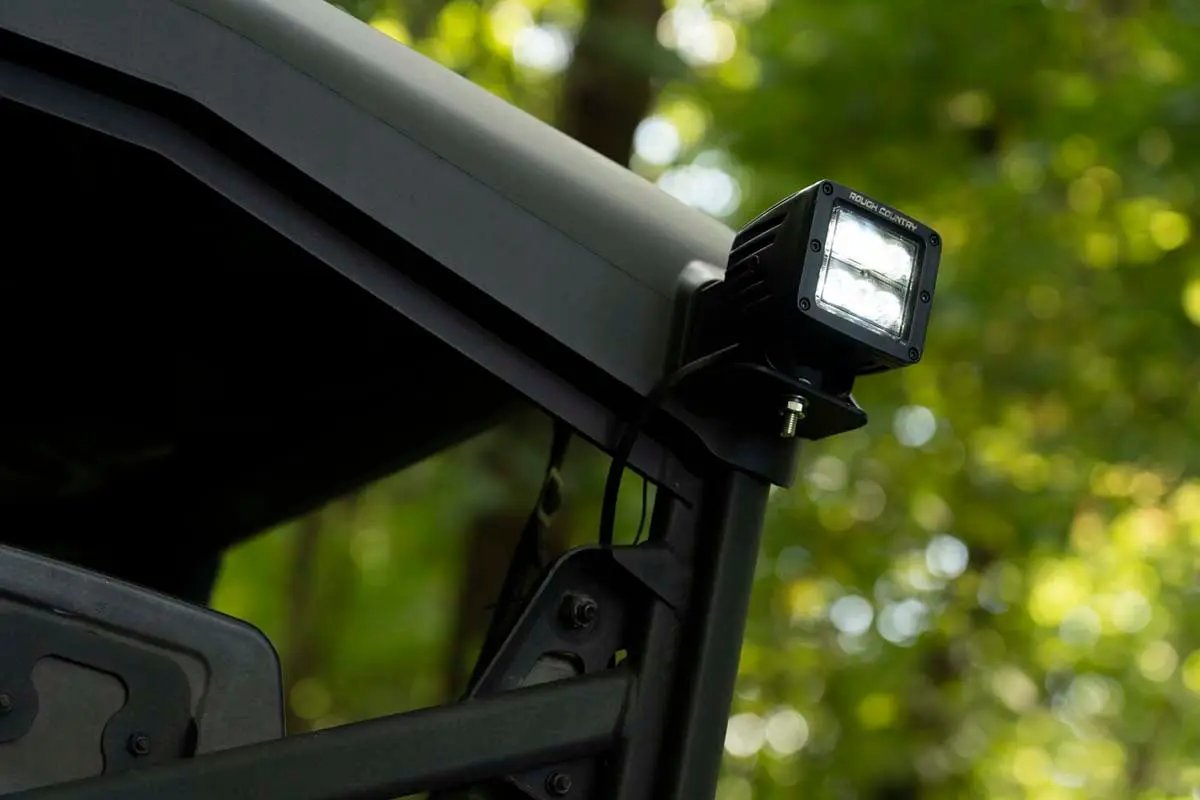 Rough Country LED Light | Cab Mount | 2" Black Pair | Flood | Can-Am Defender HD 5/HD 8/HD 9/HD 10 by Rough Country