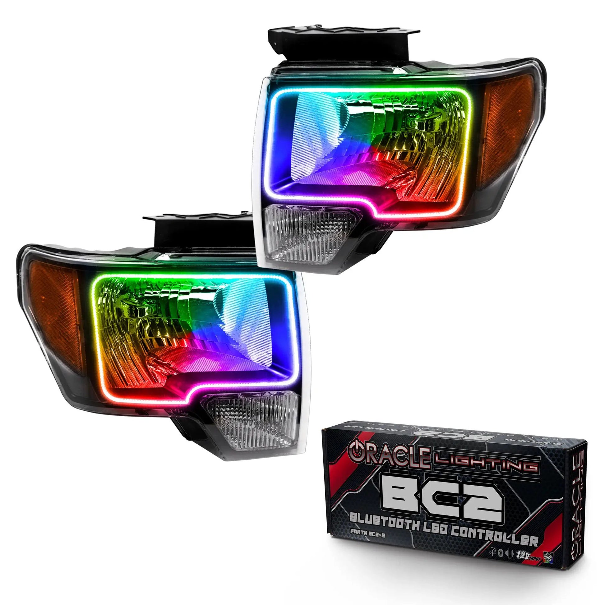 Oracle Lighting 2009-2014 Ford F-150 Pre-Assembled LED Halo Headlights - (Black Housing) by Oracle Lighting