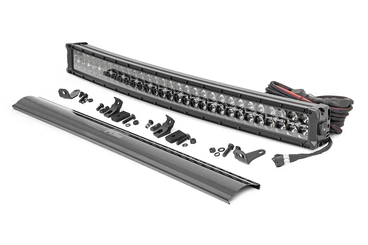 Rough Country 30 Inch Black Series LED Light Bar | Curved | Dual Row | Cool White DRL by Rough Country