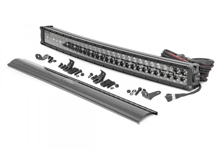 Rough Country LED Light Kit | Bumper Mount | 30" Black Dual Row | White DRL | Toyota 4Runner (14-20) by Rough Country