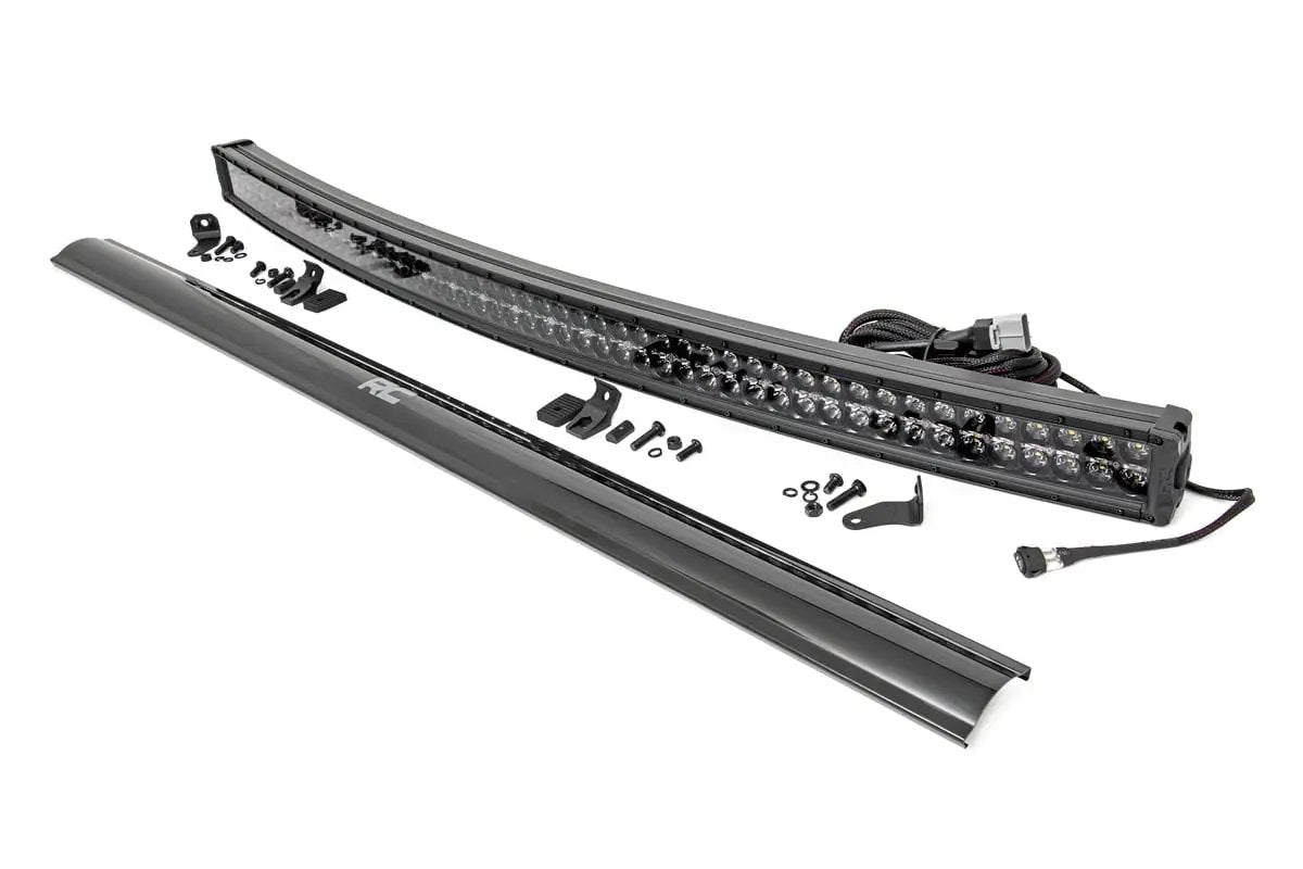 Rough Country 54 Inch Black Series LED Light Bar | Curved | Dual Row | Cool White DRL by Rough Country