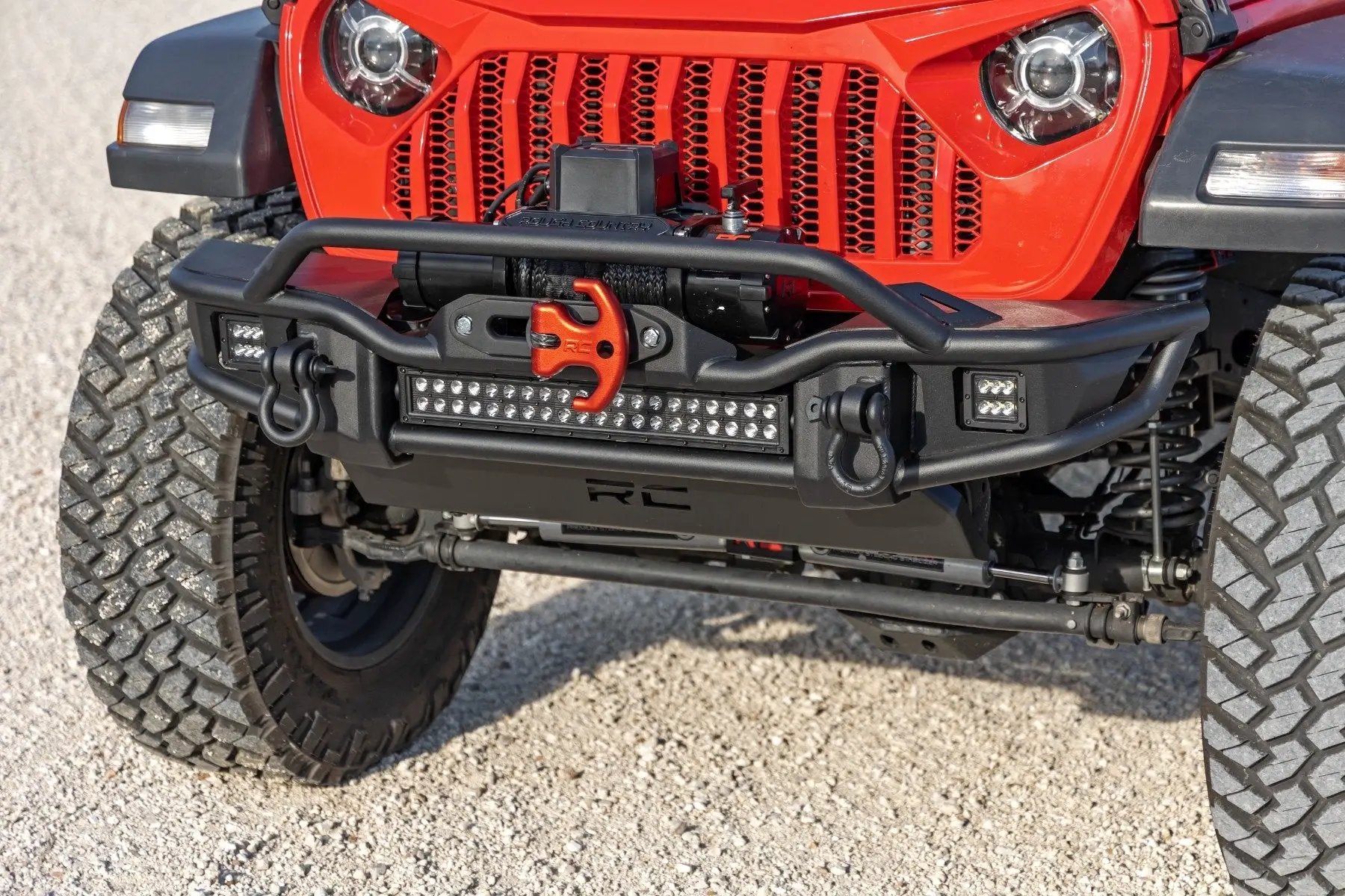 Rough Country Front Winch Bumper | Tubular | Skid Plate | Jeep Gladiator JT/Wrangler JK & JL/Wrangler Unlimited by Rough Country