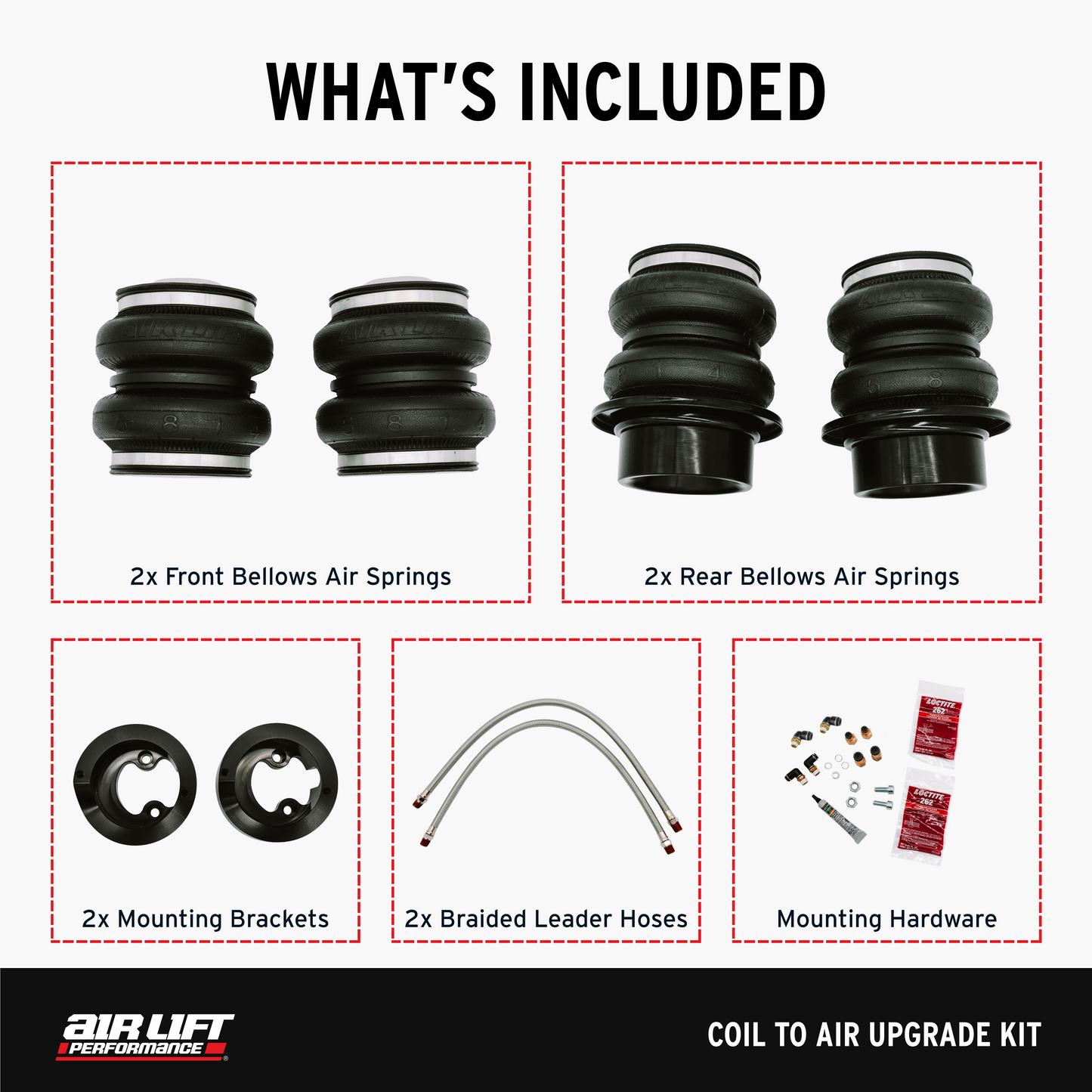 Air Lift Performance Coil to Air Upgrade kit for Coilover kit PN 79009 for the 2017-2023 Tesla Model 3, 2020-2024 Tesla Model Y (AWD)