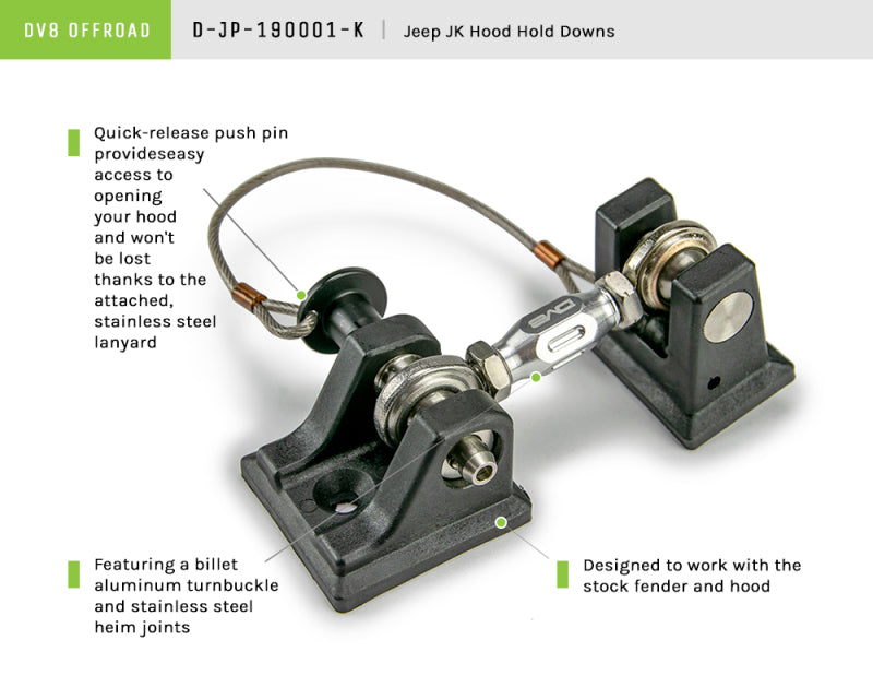 DV8 Offroad DVE Hood Hold Downs