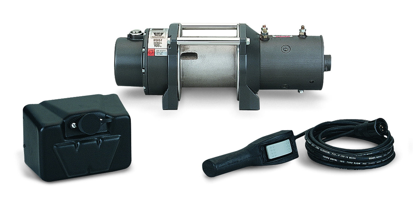 Warn Mid Frame; 24 Volt Electric; 2000 Pound Line Pull Capacity; Without Rope; Without Fairlead; Without Remote; 261 Gear Reduction; Automatic Cone Brake