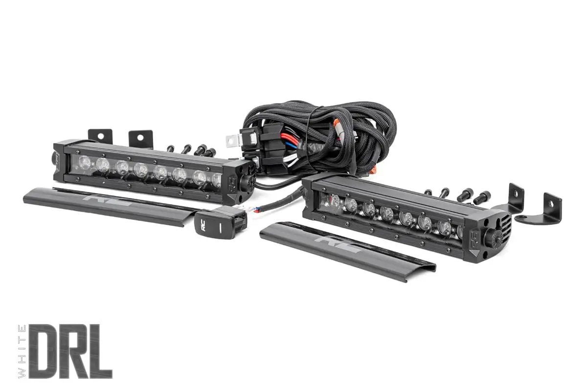 Rough Country 8 Inch Black Series LED Light Bar | Single Row | Cool White DRL | Pair by Rough Country