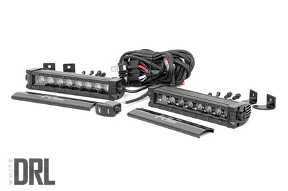 Rough Country 8 Inch Black Series LED Light Bar | Single Row | Cool White DRL | Pair by Rough Country