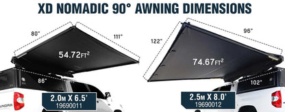 OVS XD Nomadic 2.5 - Awning W/Lights & Black Out , 8.0' Long, Black Body, Black Trim & Black Travel Cover by OVS