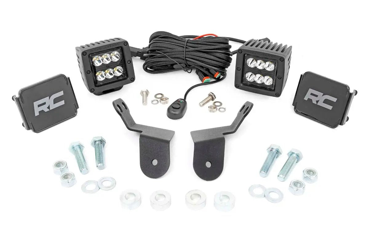 Rough Country LED Light Kit | Cage Mount | 2" Black Pair | Honda Pioneer 1000 by Rough Country