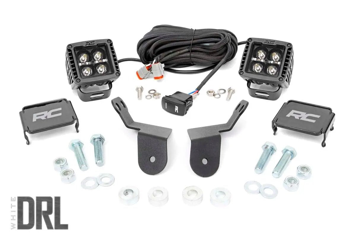 Rough Country LED Light Kit | Cage Mount | 2" Black Pair | White DRL | Honda Pioneer 1000/Pioneer 1000-6 by Rough Country