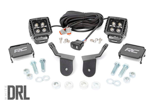 Rough Country LED Light Kit | Cage Mount | 2" Black Pair | White DRL | Honda Pioneer 1000/Pioneer 1000-6