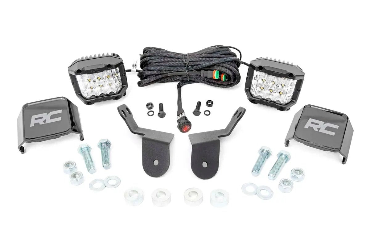 Rough Country LED Light Kit | Cage Mount | 2" Chrome Pair | Wide Angle | Honda Pioneer 1000 by Rough Country