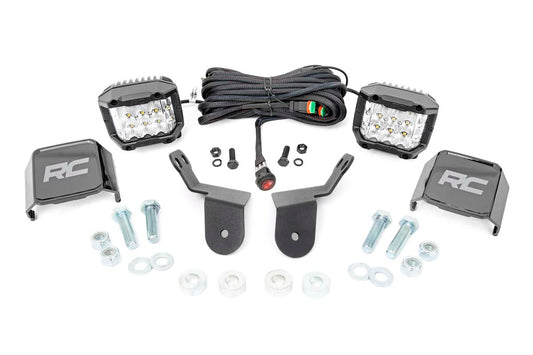 Rough Country LED Light Kit | Cage Mount | 2" Chrome Pair | Wide Angle | Honda Pioneer 1000