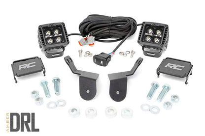 Rough Country LED Light Kit | Cage Mount | 2" Black Pair | Amber DRL | Honda Pioneer 1000 by Rough Country