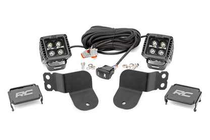 Rough Country LED Light Kit | Cage Mount | 2" Black Pair | White DRL | Polaris General XP 4 1000 by Rough Country