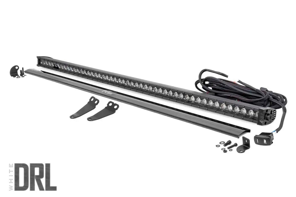 Rough Country LED Light Kit | Lower Windshield | 50" Black Single Row | White DRL | Polaris General XP 4 1000 by Rough Country