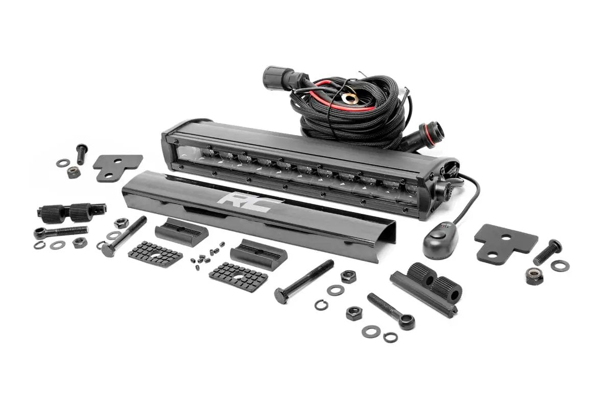 Rough Country LED Light | Bumper Mount | 12" Black Single Row | Can-Am Defender HD 8/HD 9/HD 10 by Rough Country