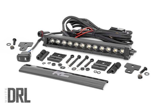 Luz LED | Soporte en el parachoques | Fila única negra de 12" | DRL blanco | Can-Am Defender HD 8/HD 9/HD 10