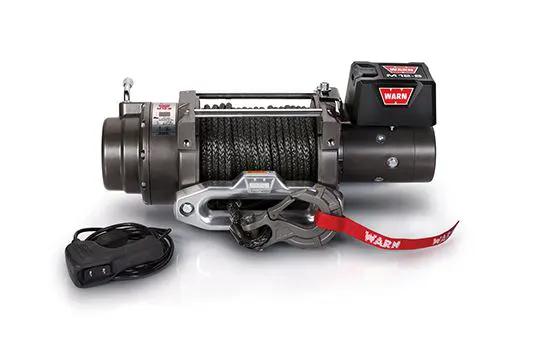 Warn Vehicle Mounted; Vehicle Recovery Winch; 12 Volt Electric; 12000 Pound Line Pull Capacity; 100 Foot Spydura Synthetic Rope; Hawse Fairlead; Wired Remote; Planetary Gear Drive; Requires Winch Carrier or Winch Mount by Warn