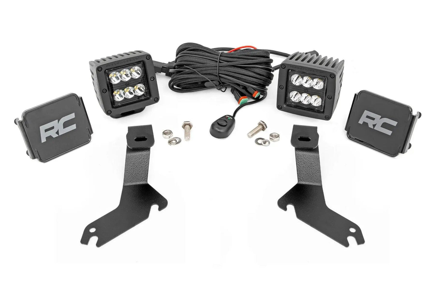 Rough Country LED Light Kit | Ditch Mount | 2" Black Pair | Spot | Chevy Silverado 1500 (99-06)/Tahoe (00-06) by Rough Country
