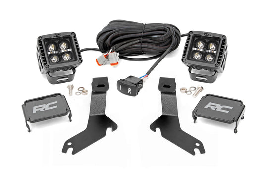 Kit de luces LED | Soporte de zanja | Par de 2" negras | DRL ámbar | Chevy Silverado 1500 (99-06)