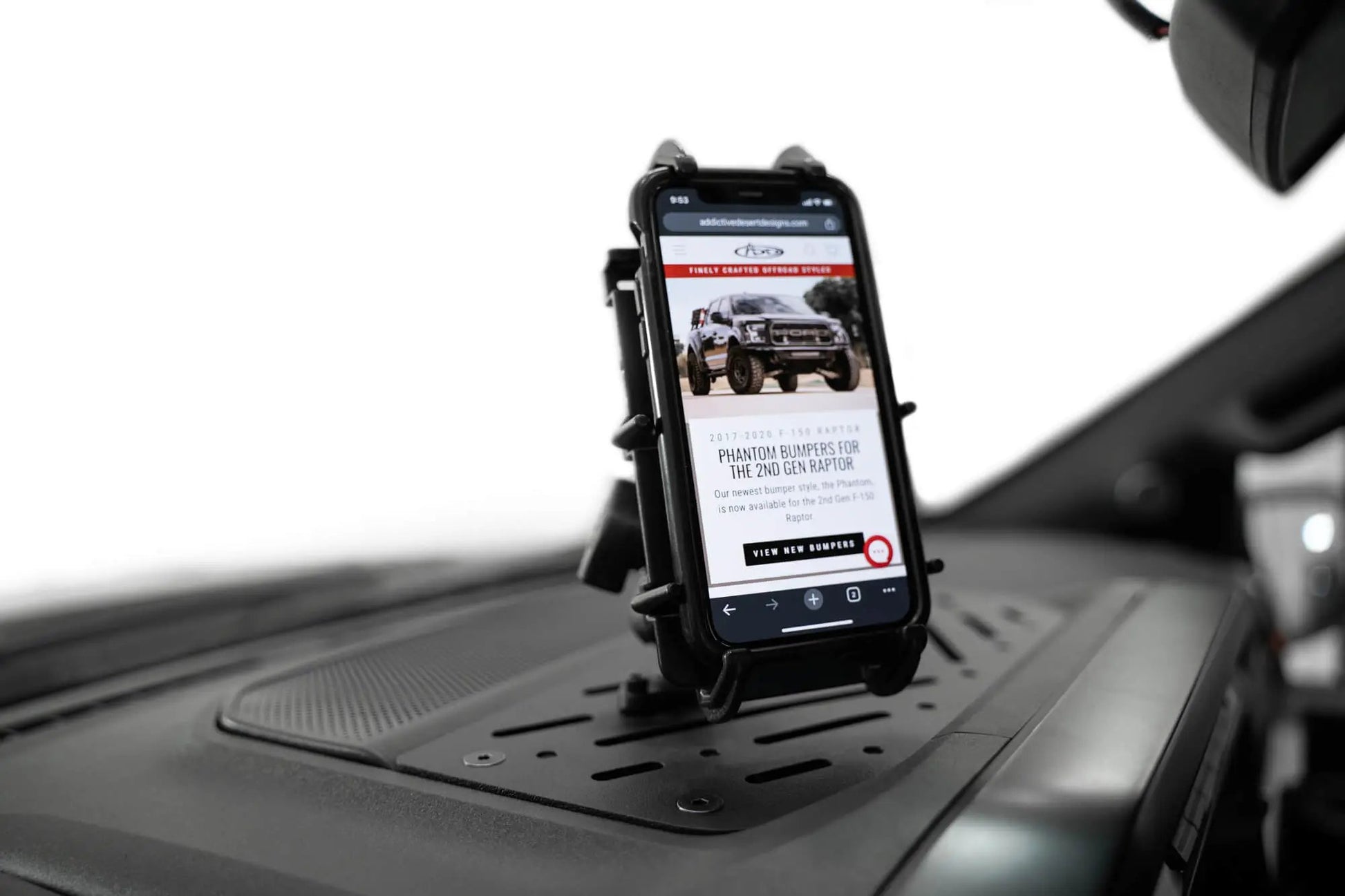 Addictive Desert Designs Ford F-150 & Raptor Digital Device Dash Mount by Addictive Desert Designs