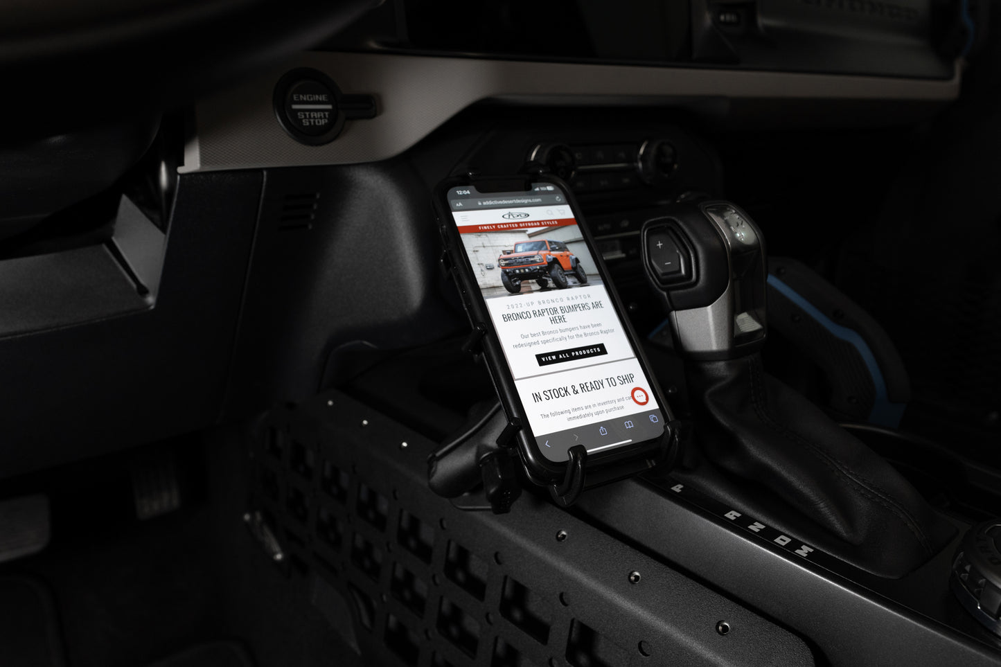 Addictive Desert Designs 2021-2023 Ford Bronco & Bronco Raptor Center Console Molle Panels by Addictive Desert Designs