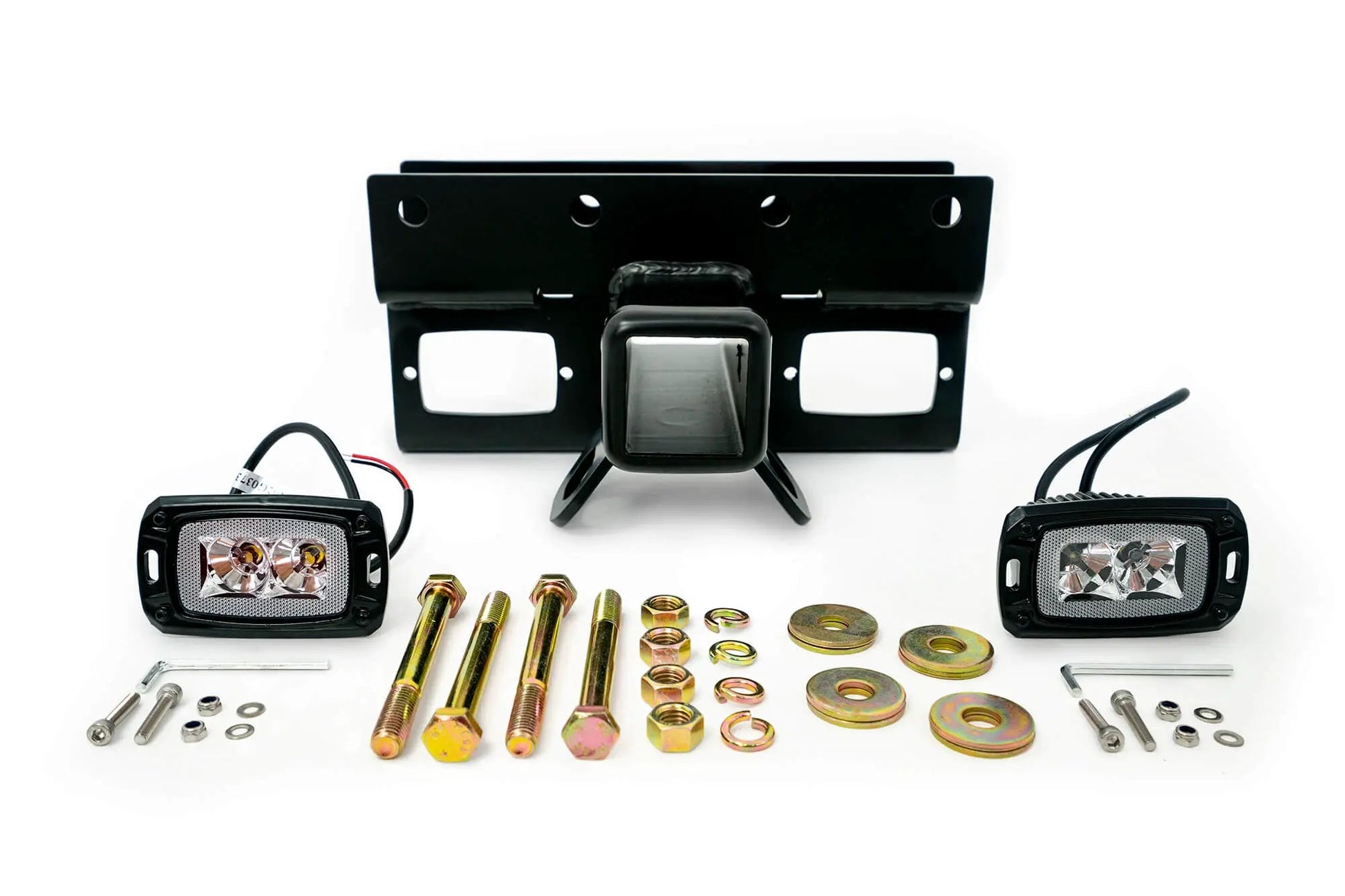 DV8 Offroad AHJP-02 is a bolt on hitch for the 07-22 Jeep Wrangler JK & JL. Constructed from steel & protected with a flat black powder coat, the hitch offers a 2in. receiver mount, (2) 3in. cube lights & installs in the factory location by DV8 Offroad