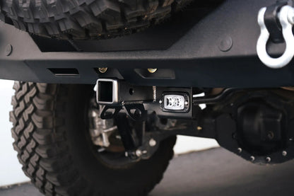 DV8 Offroad AHJP-02 is a bolt on hitch for the 07-22 Jeep Wrangler JK & JL. Constructed from steel & protected with a flat black powder coat, the hitch offers a 2in. receiver mount, (2) 3in. cube lights & installs in the factory location by DV8 Offroad