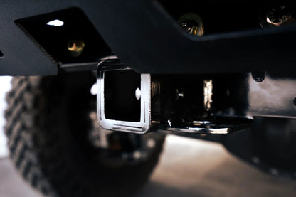 DV8 Offroad AHJP-02 is a bolt on hitch for the 07-22 Jeep Wrangler JK & JL. Constructed from steel & protected with a gloss black powder coat, the hitch offers a 2in. receiver mount & installs in the factory location with supplied hardware by DV8 Offroad