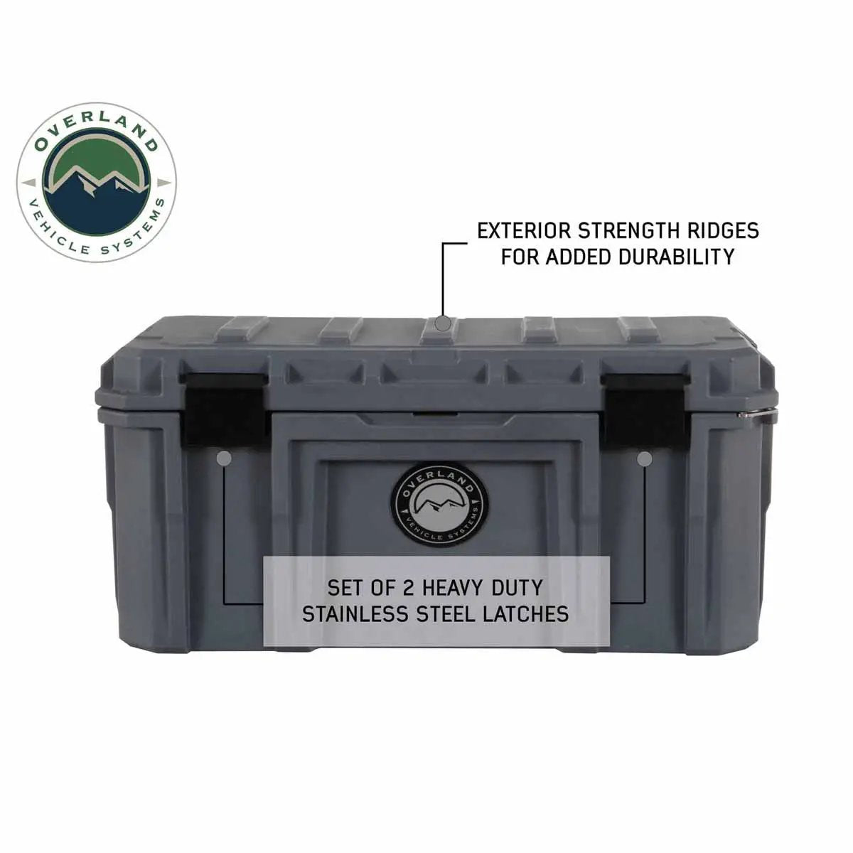 OVS D.B.S. - Dark Grey 95 QT Dry Box with Wheels, Drain, and Bottle Opener by OVS