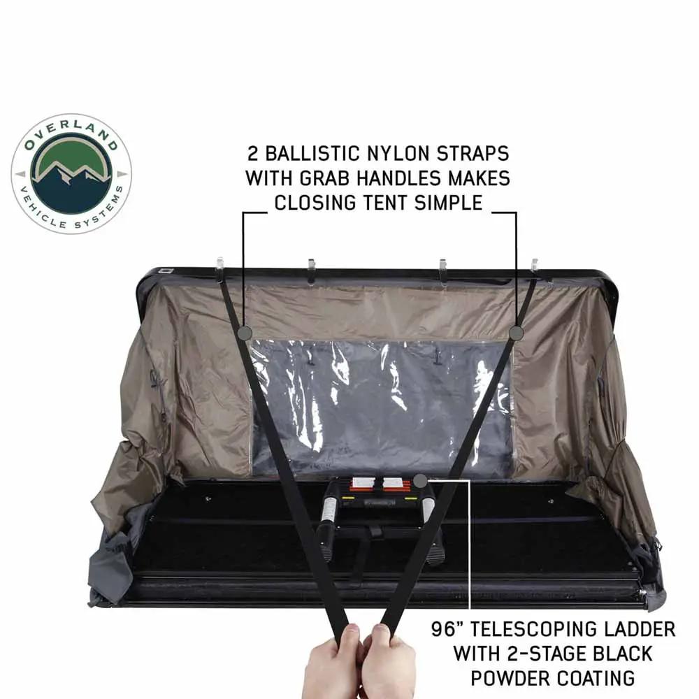 OVS HD Bushveld 4 - Cantilever Hard Shell Roof Top Tent4 Person, Grey Body & Green Rainfly by OVS