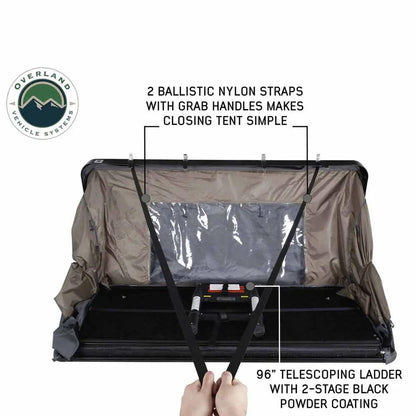 OVS HD Bushveld 4 - Cantilever Hard Shell Roof Top Tent4 Person, Grey Body & Green Rainfly by OVS