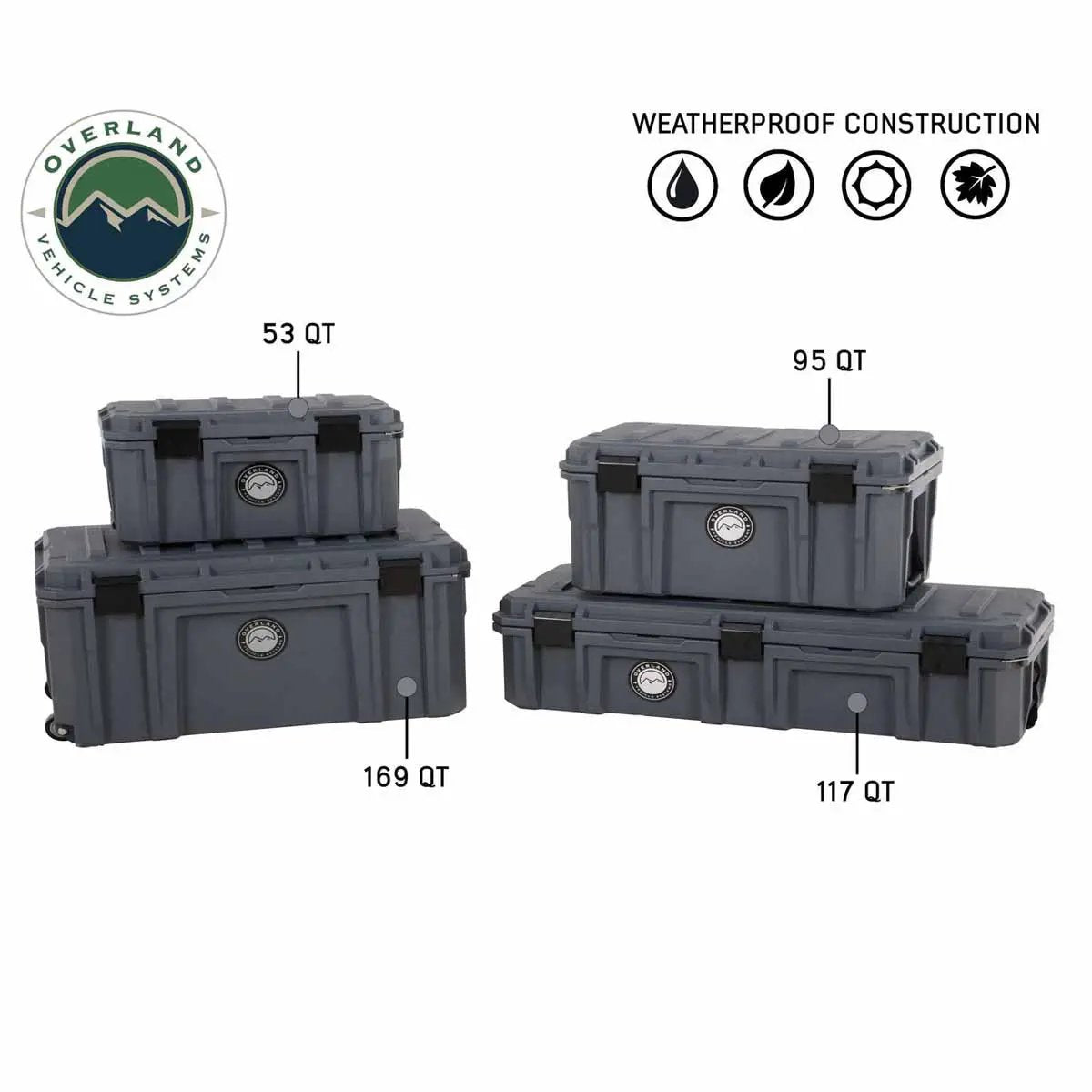 OVS D.B.S. - Dark Grey 53 QT Dry Box with Wheels, Drain, and Bottle Opener by OVS