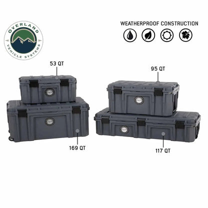 OVS D.B.S. - Dark Grey 53 QT Dry Box with Wheels, Drain, and Bottle Opener by OVS