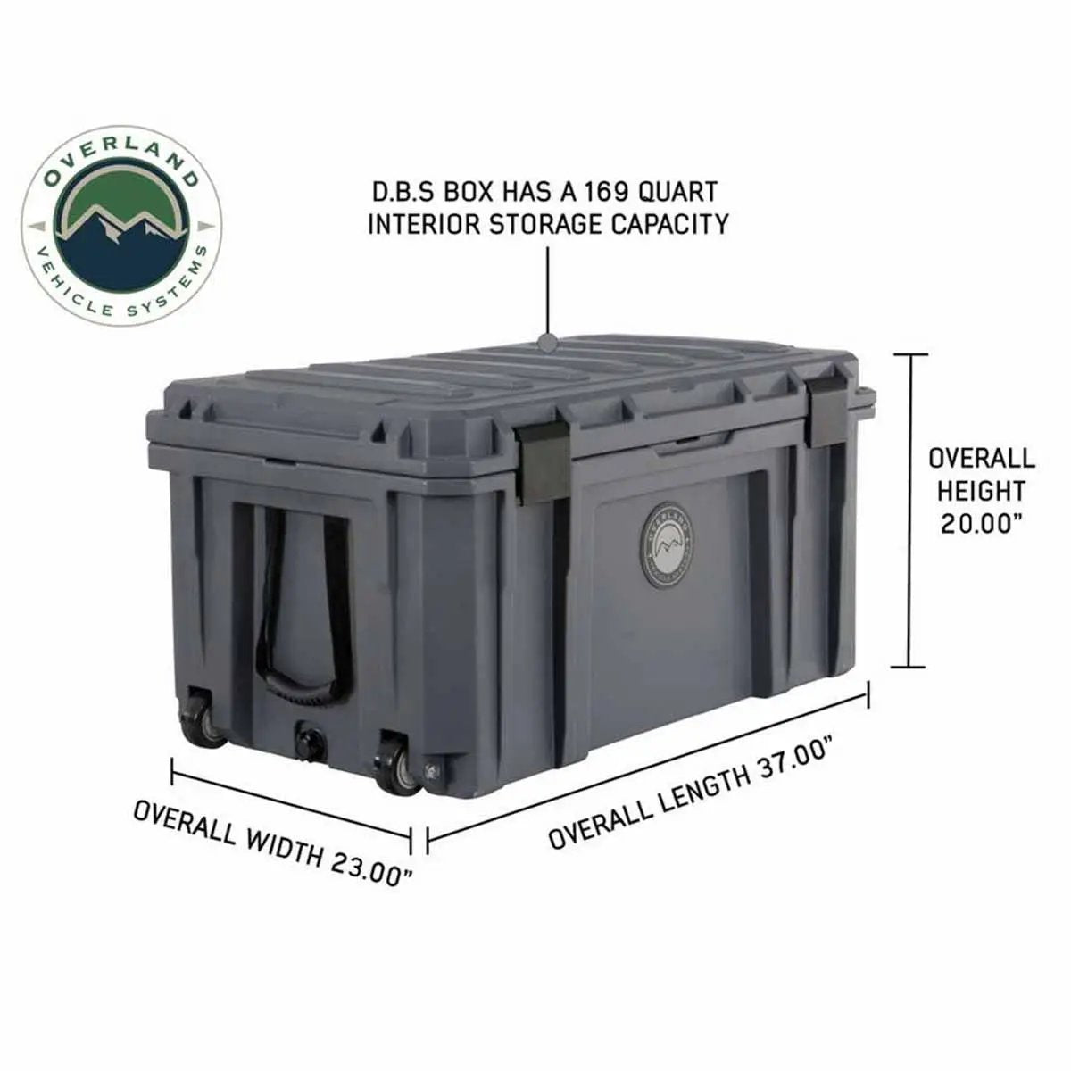 OVS D.B.S. - Dark Grey 169 QT Dry Box with Wheels, Drain, and Bottle Opener by OVS