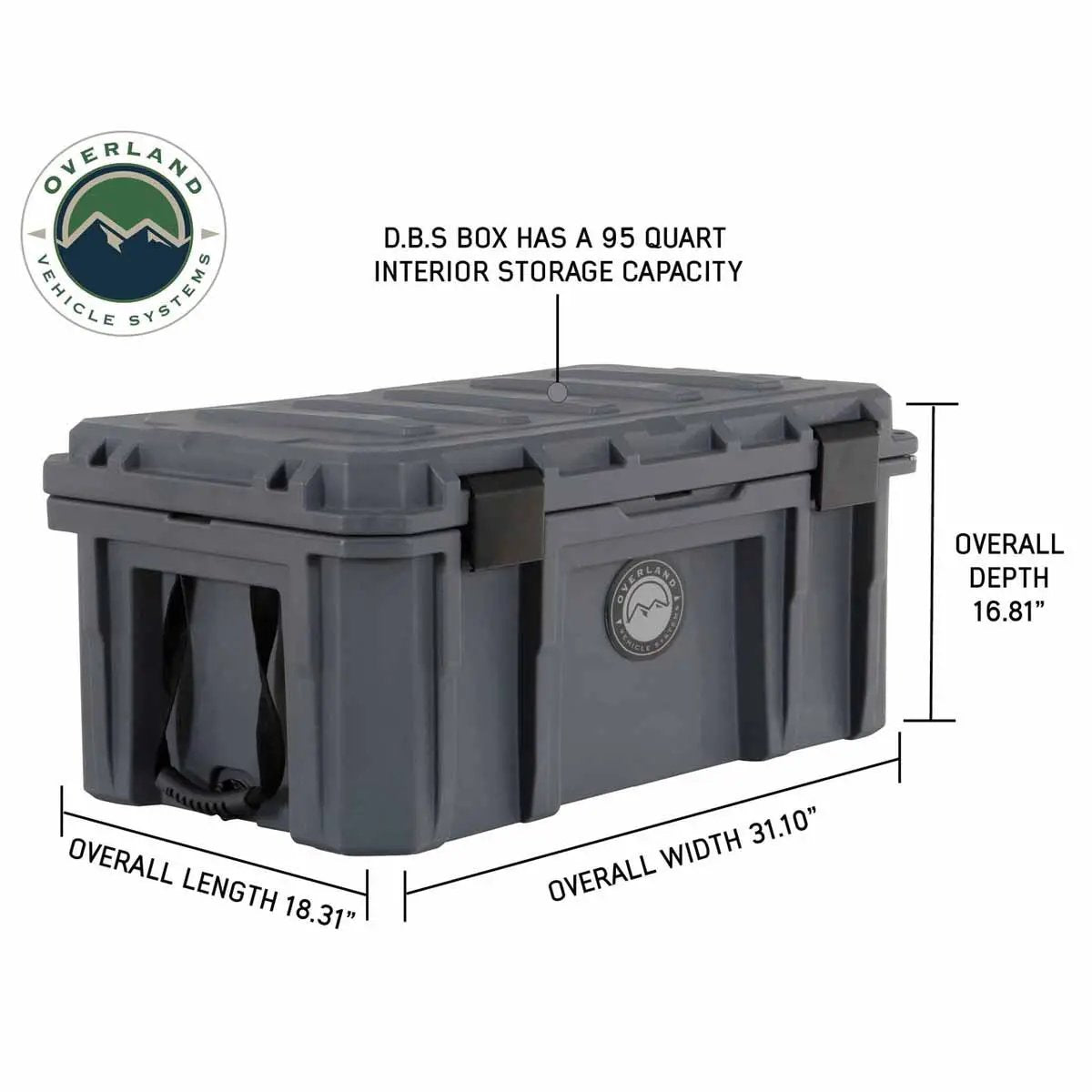 OVS D.B.S. - Dark Grey 95 QT Dry Box with Wheels, Drain, and Bottle Opener by OVS