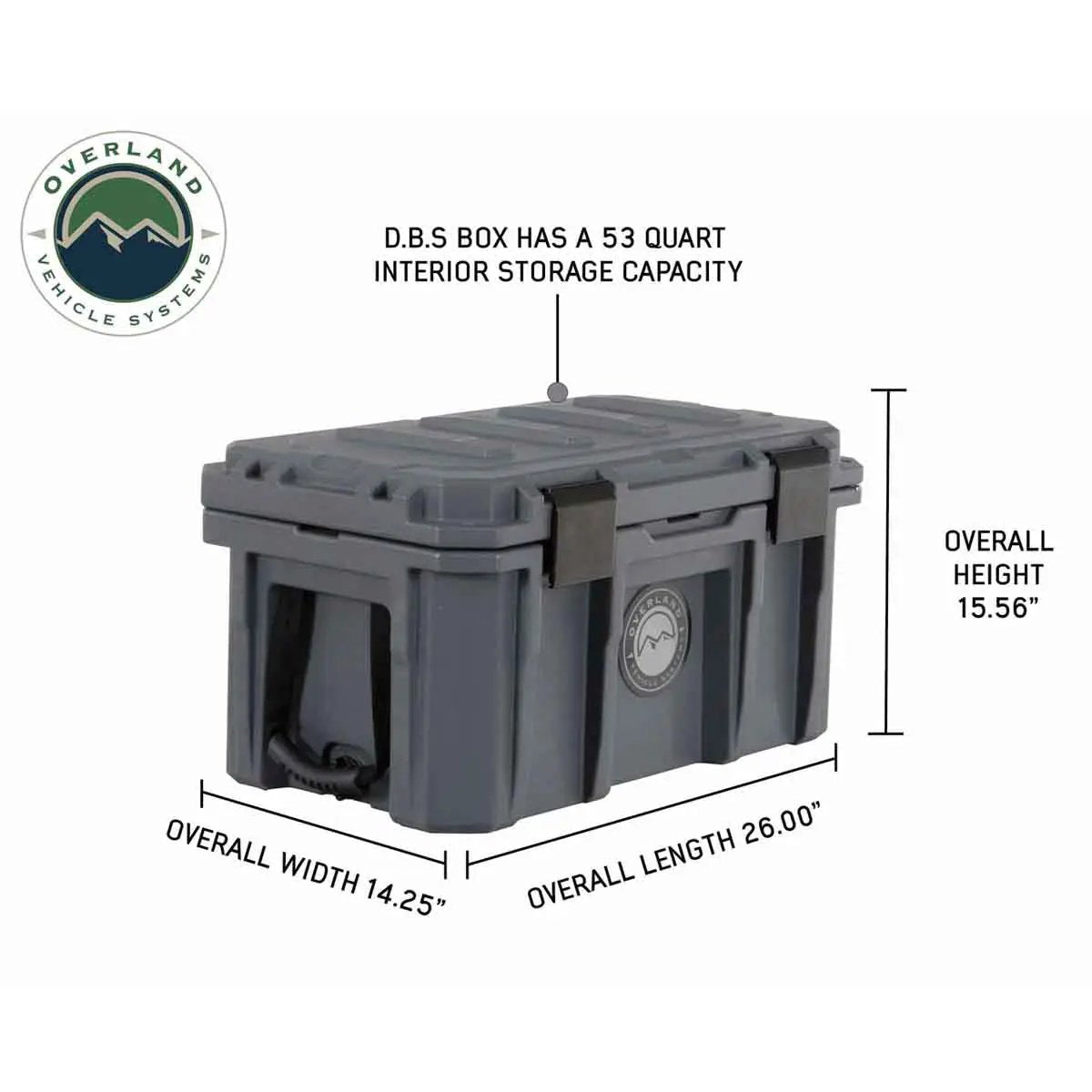 OVS D.B.S. - Dark Grey 53 QT Dry Box with Wheels, Drain, and Bottle Opener by OVS