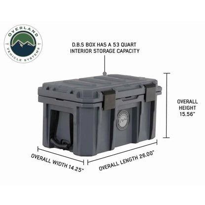 OVS D.B.S. - Dark Grey 53 QT Dry Box with Wheels, Drain, and Bottle Opener by OVS