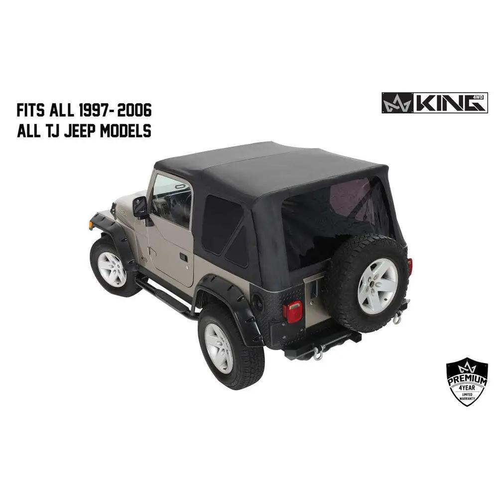 King 4WD Replacement Soft Top Without Upper Doors - Black Diamond - TJ by King 4WD