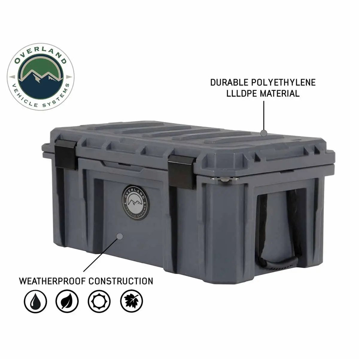 OVS D.B.S. - Dark Grey 95 QT Dry Box with Wheels, Drain, and Bottle Opener by OVS