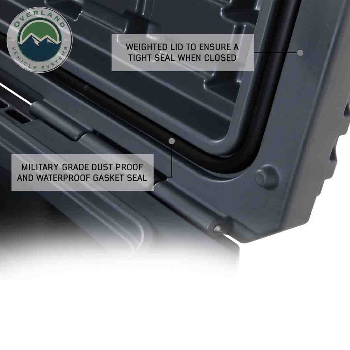 OVS D.B.S. - Dark Grey 53 QT Dry Box with Wheels, Drain, and Bottle Opener by OVS