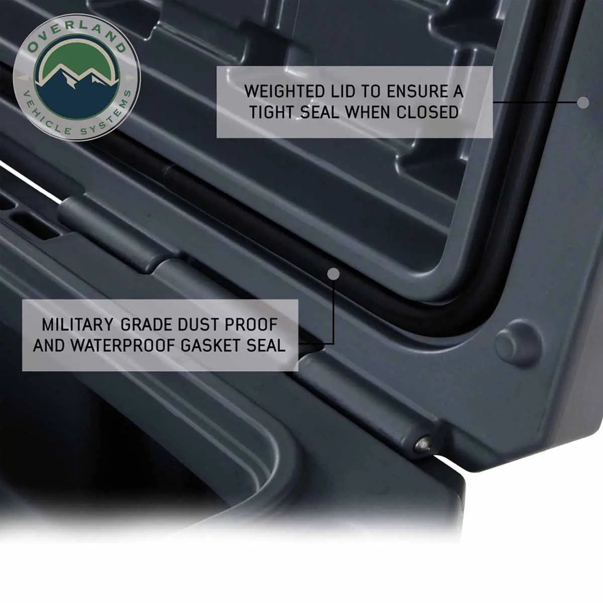 OVS D.B.S. - Dark Grey 95 QT Dry Box with Wheels, Drain, and Bottle Opener by OVS