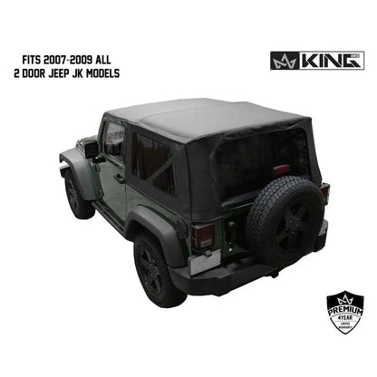 King 4WD Replacement Soft Top - Black Diamond - JK 2 Door 2007-2009 by King 4WD