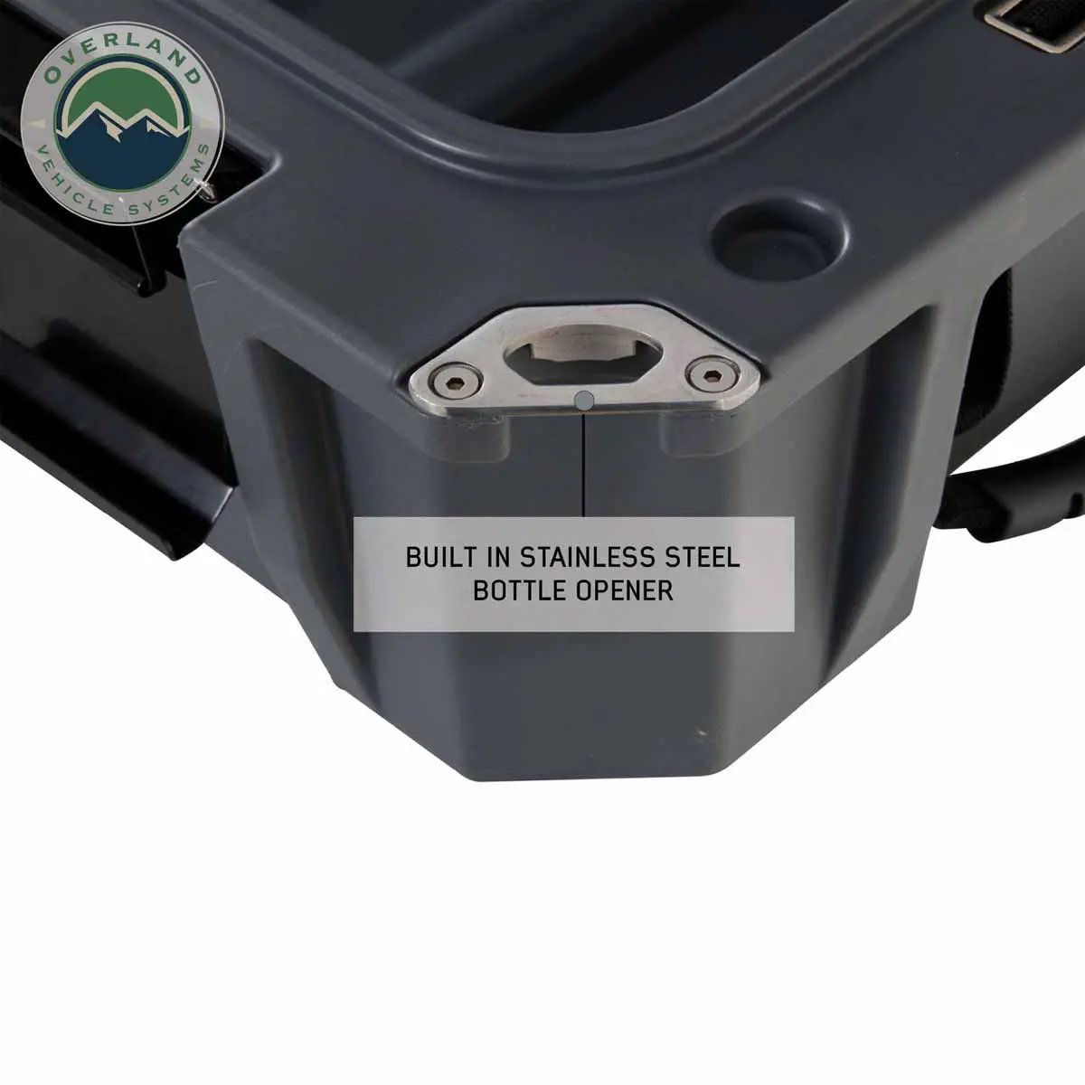 OVS D.B.S. - Dark Grey 95 QT Dry Box with Wheels, Drain, and Bottle Opener by OVS